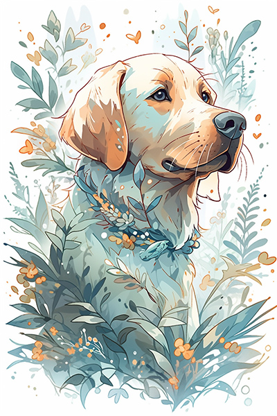 Blühender Freund: Der gelbe Labrador im Garten der Natur